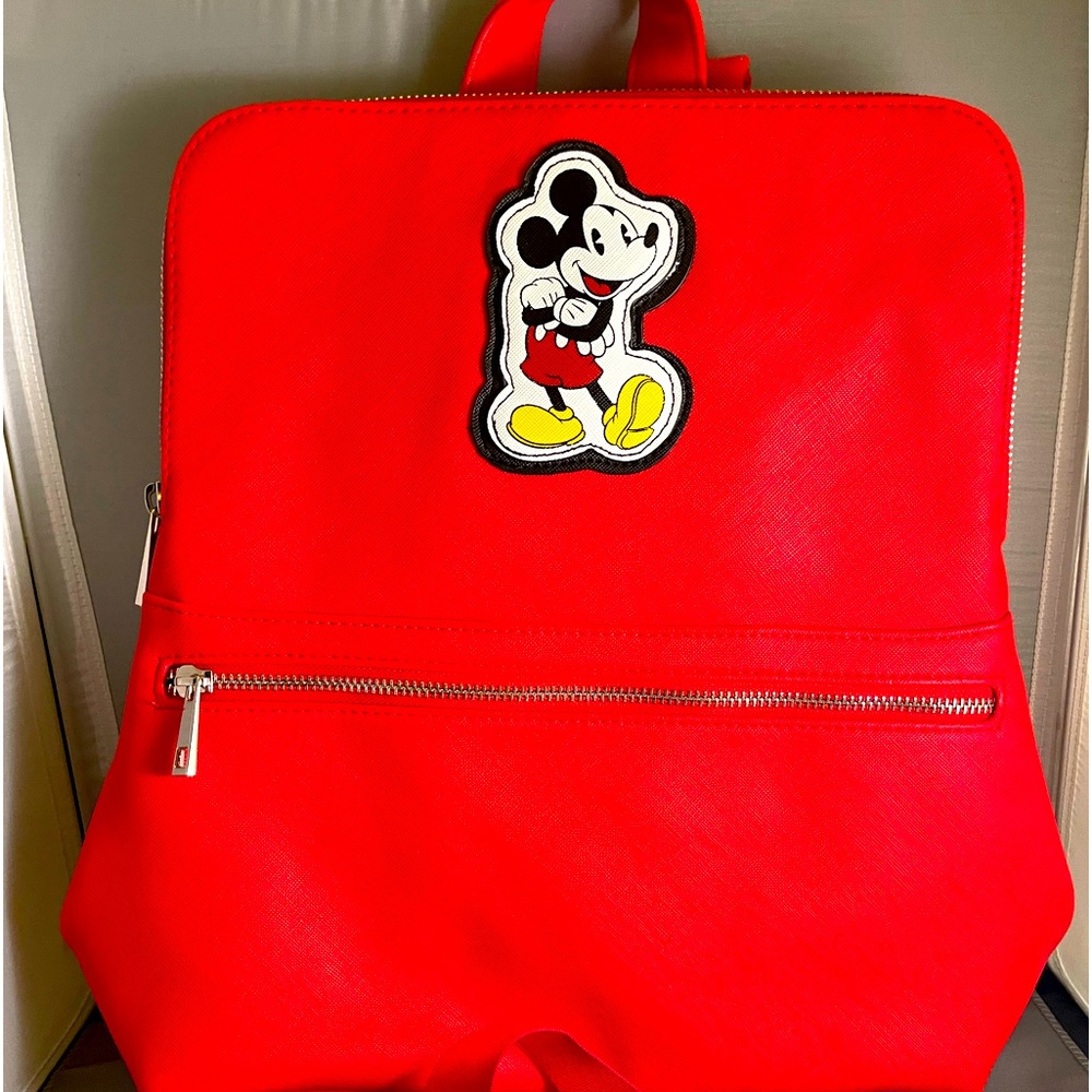 Disney Mickey Mouse Patch Red Backpack - image 1